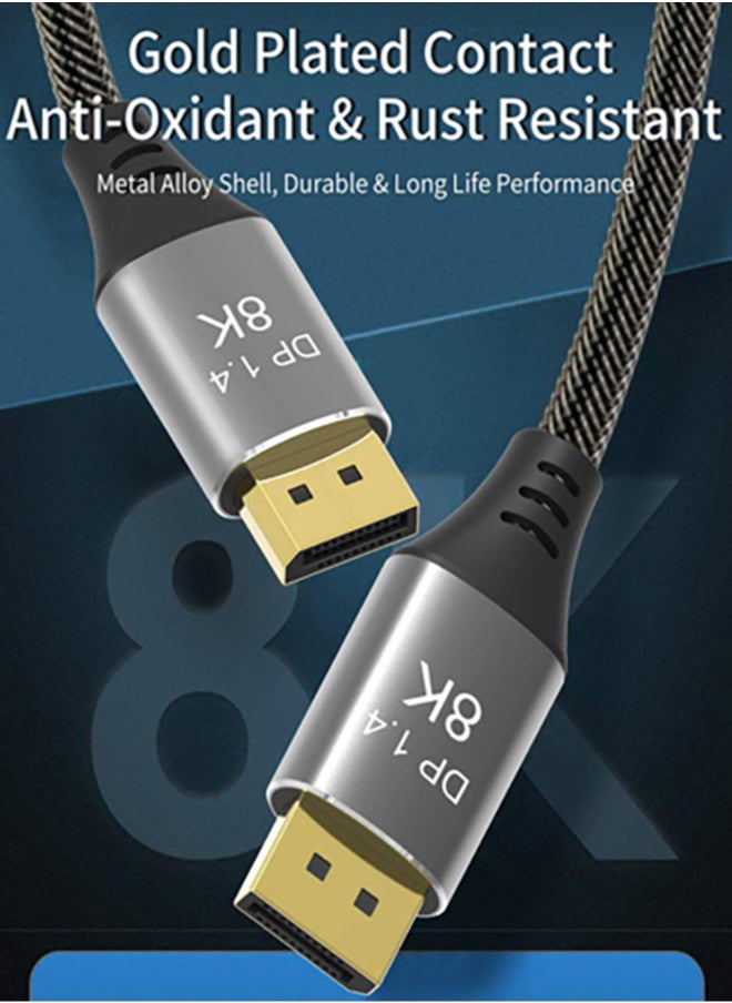 Chixing - 8K DisplayPort Cable Ultra HD DisplayPort 1.4 Male to Male Nylon Cable SPCC Shell, Support 7680x4320 Resolution 8K@60Hz, 4K@144Hz, 2K@165Hz HDP HDCP for Gaming Monitor - Image 1
