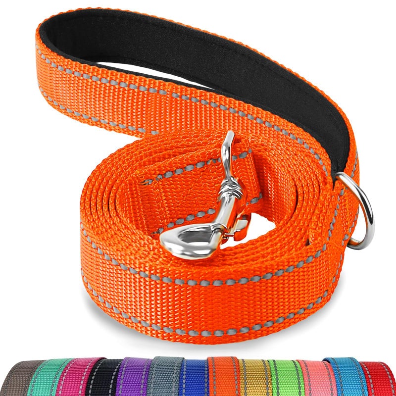 Joytale Dog Leash, 6 FT Double-Sided Reflective, Padded Handle Nylon Heavy Duty Leashes for Small & Medium Dogs Walking, Orange - Image 1