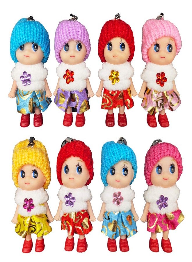 DOYIFUN 8 PCS Lovely Tiny Dolls Keychain, Silicone Princess Mini Doll for Girls, DIY Miniature Dollhouse Kit Decoration Little Dolls Christmas Festival Reborn Baby Stuff Gift Bag Accessories - Image 1