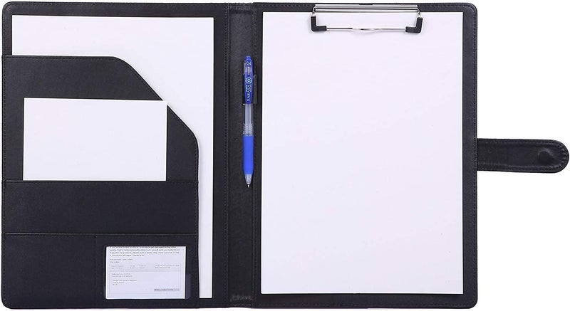 Mymazn Padfolio Clipboard Folder Portfolio, Mymazn Faux Leather Storage Clipboard with Cover for Legal Pad Holder Letter Size A4 Writing Pad for Business School Office Conference Notepad Clip Boards (Black) - Image 1