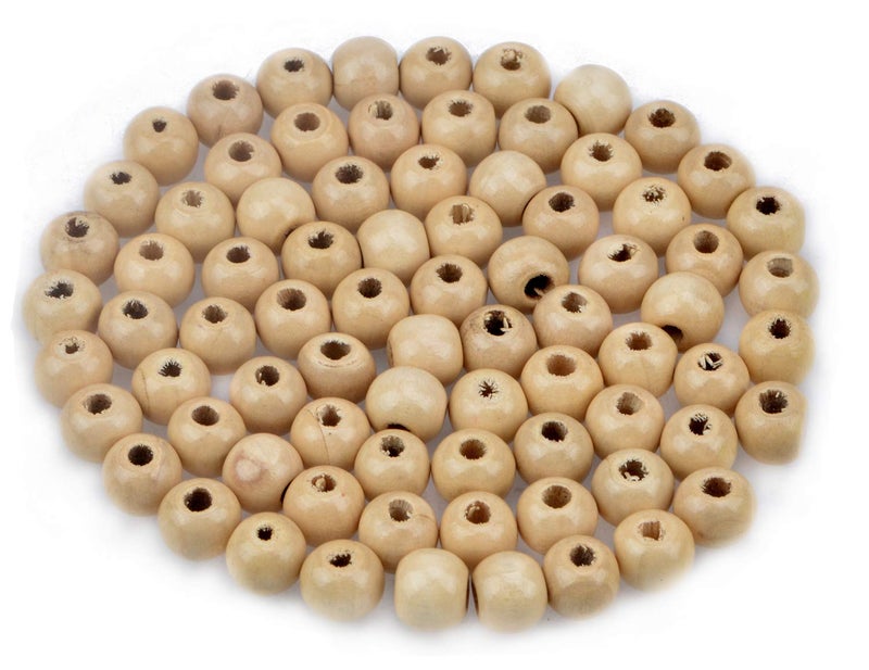 AD Beads Wood Spacer Loose Wooden Craft Beads Big Hole Beads Assorted for Necklace Bracelet Craft Making Decoration 8x10mm 200pcs Natural Colour