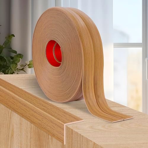 LSGCQ Flexible Wall Corner Protector Moulding Trim Peel and Stick Wall Corner Guards Edge Protector Self Adhesive Molding Trim Strip for Edge Ceiling Light Brown Wood Grain 08 in x 40 Ft - Image 1