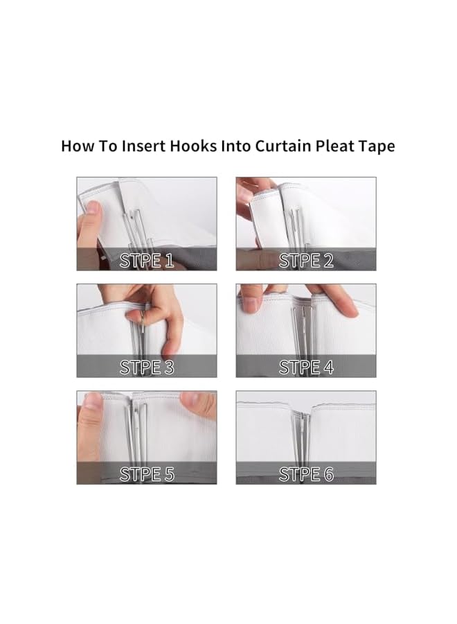 The Bros Curtain Accessory, 6 Meters White Curtain Tape, Curtain Heading Deep Pinch Pleat Tape with 15 Pcs Stainless Steel 4 Prong Curtain Pleater End Tape Hooks Clips for Curtain DIY - Image 3