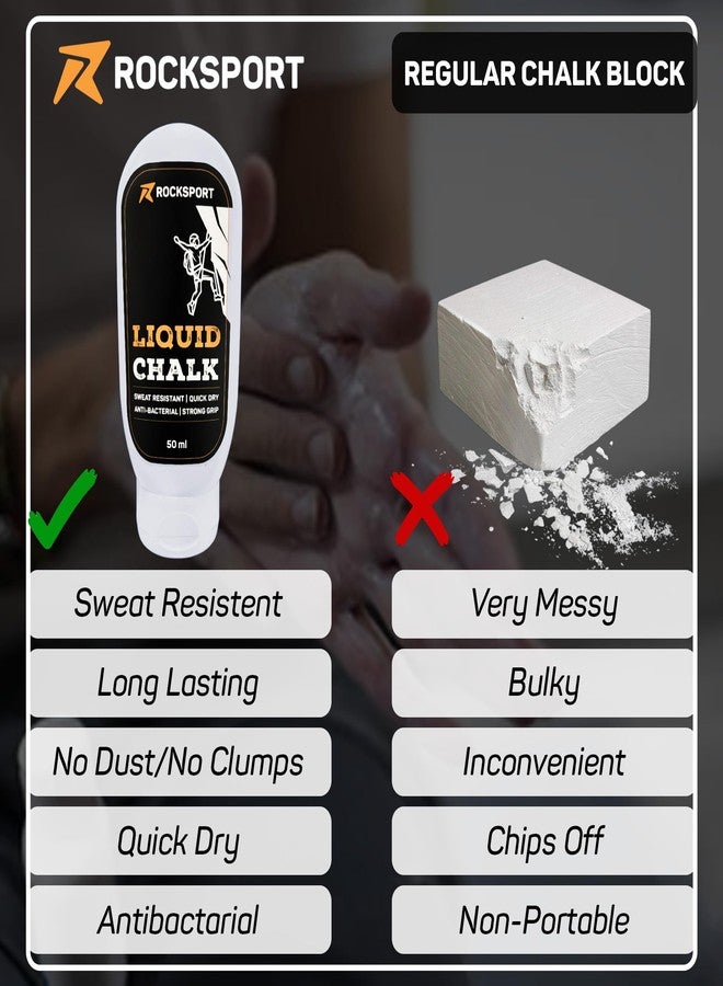 Rocksport Liquid Chalk for Gym, Weightlifting & Climbing - Quick Drying Lifting Chalk | Gym Powder for Grip | Non-Messy Chalk for Gym, Fitness, Crossfit & Calisthenics | 50 ml, Pack of 2 - Image 5