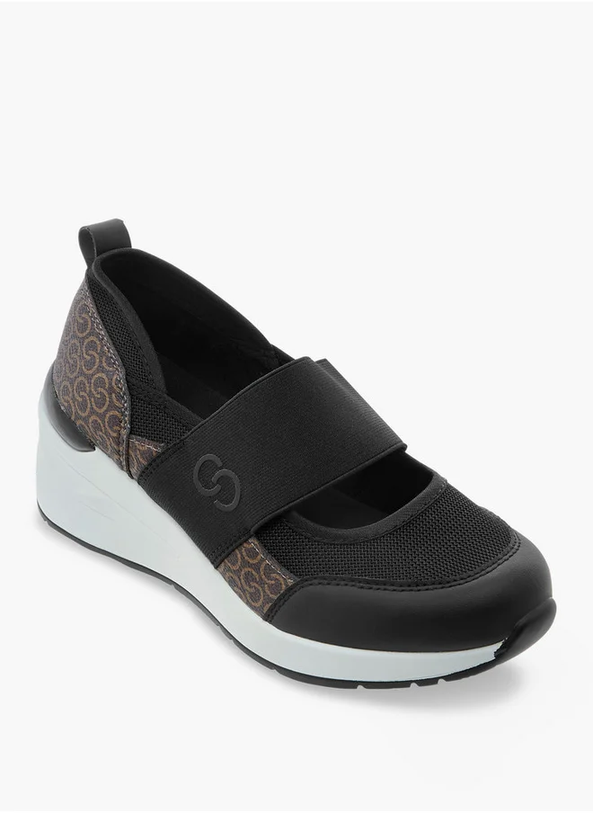 Celeste Women's Monogram Print Slip-On Sneakers with Wedge Heels