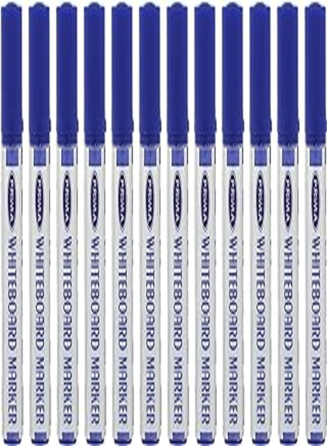 Prima white board marker erasable ink set of 12 pcs. - blue