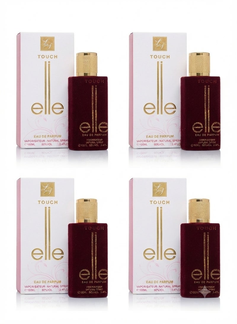 مجموعة عطر ايلي  تاتش إل النسائي، أو دي بارفان (4 عبوات) - 100 مل