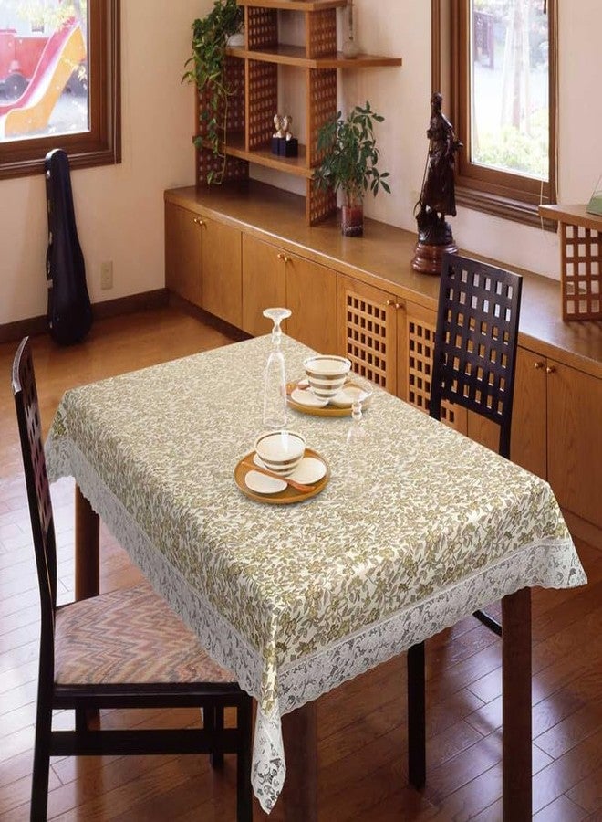 Freelance PVC Vinyl Tuscany Flannel Backing Dining Plastic Table Cover Cloth - Waterproof Protector, 8-10 Seater, Rectangle 60 X 108 inches (with White Border Edge Lace) - Product of Meiwa, Japan - Image 1