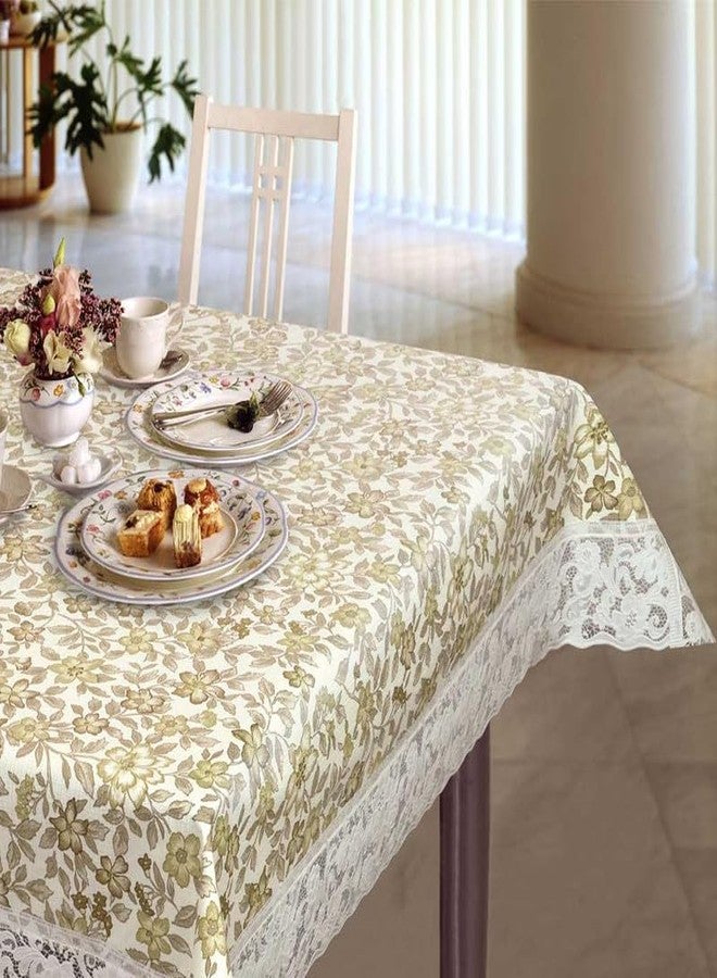 Freelance PVC Vinyl Tuscany Flannel Backing Dining Plastic Table Cover Cloth - Waterproof Protector, 8-10 Seater, Rectangle 60 X 108 inches (with White Border Edge Lace) - Product of Meiwa, Japan - Image 2