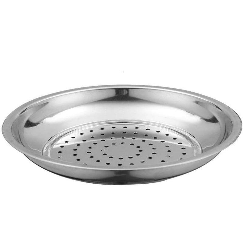 GS E-Com Double Layer Plates Draining Dishes Stainless Steel Food Dish Drain Tray Dumpling Dishes Multifunction Serving Dish Dinner Plates (30cm Diameter) - Image 1