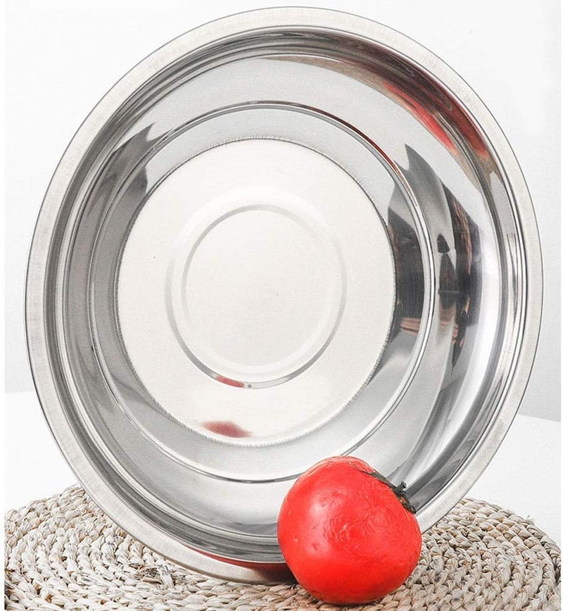 GS E-Com Double Layer Plates Draining Dishes Stainless Steel Food Dish Drain Tray Dumpling Dishes Multifunction Serving Dish Dinner Plates (30cm Diameter) - Image 2