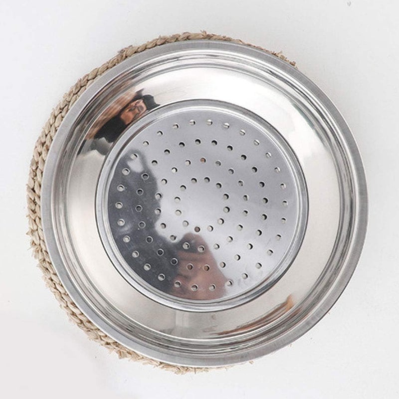 GS E-Com Double Layer Plates Draining Dishes Stainless Steel Food Dish Drain Tray Dumpling Dishes Multifunction Serving Dish Dinner Plates (30cm Diameter) - Image 3
