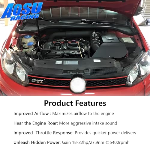 Aosuracing Cold Air Intake Kit Compatible with VW MK6 Golf GTI with Gen2 EA888 2.0T, Improved Airflow & Power, More Aggressive and Sporty Induction Sound - Image 3