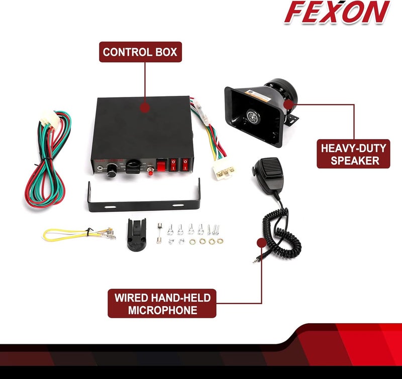 FEXON 9 Tones Police Siren 200W Wired Handheld Microphone Loudspeaker Emergency Siren Electronic PA System Amplifier - Image 2