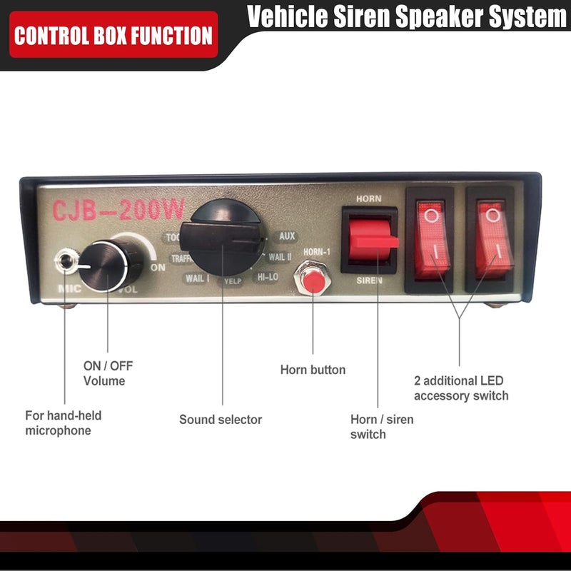 FEXON 9 Tones Police Siren 200W Wired Handheld Microphone Loudspeaker Emergency Siren Electronic PA System Amplifier - Image 5
