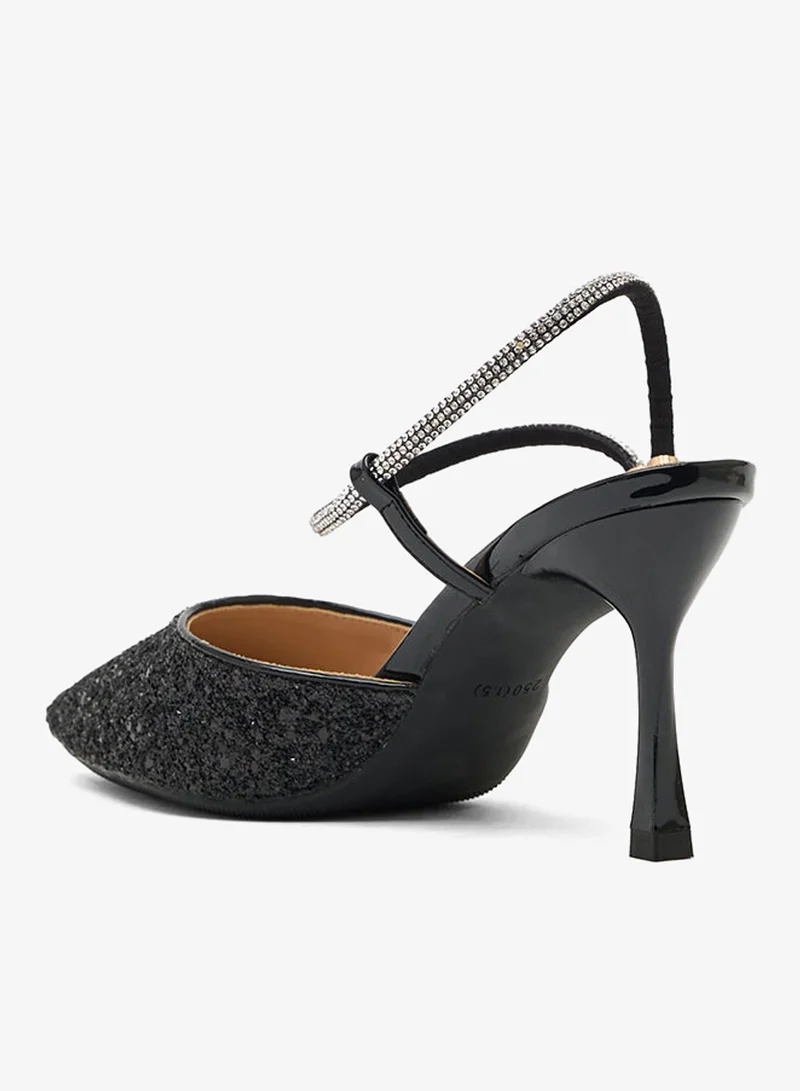 ELLA Black High Heeled Glitter Pump for Women | Best Price UAE