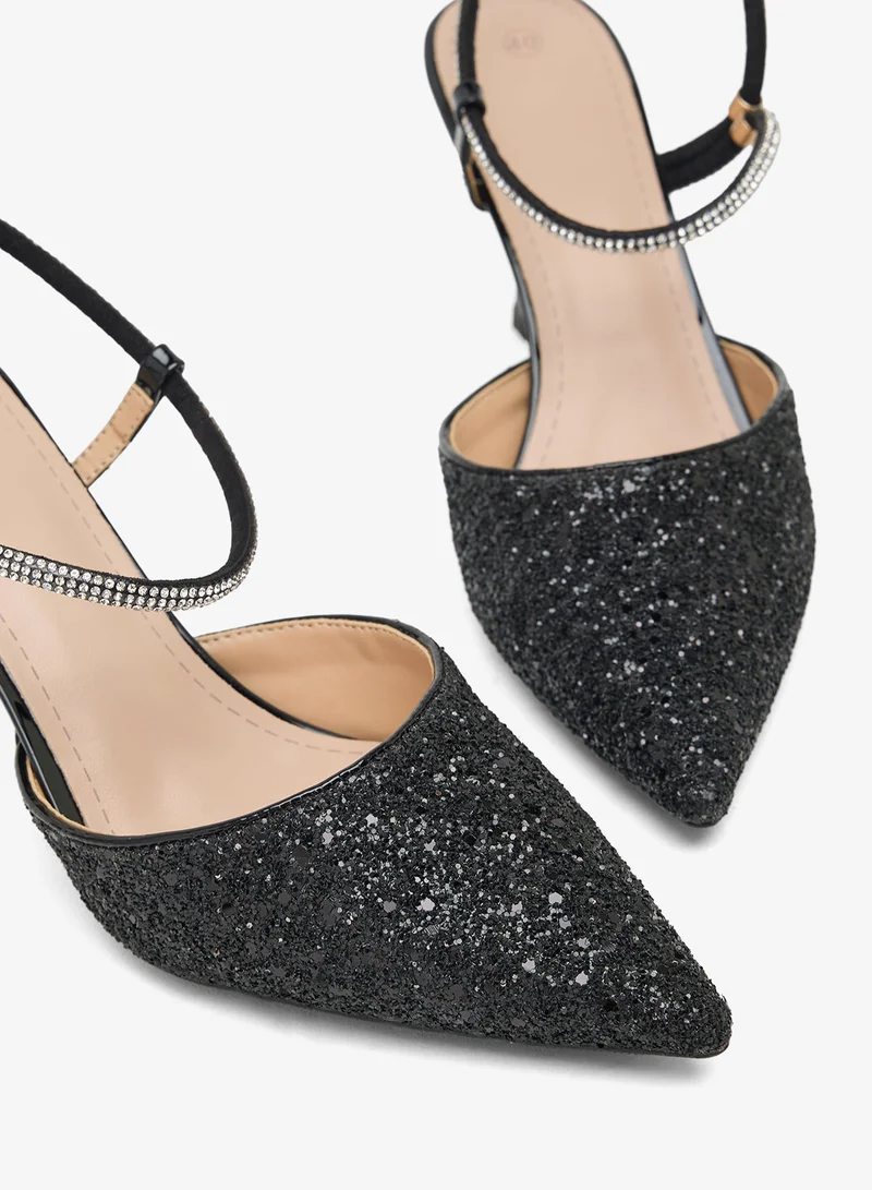 ELLA Black High Heeled Glitter Pump for Women | Best Price UAE