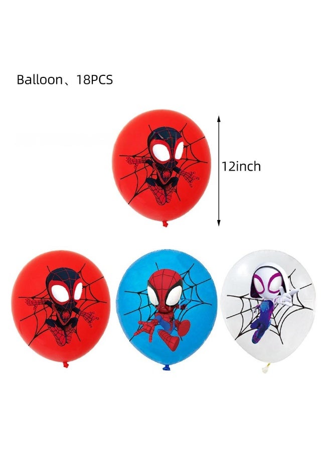 JAYATO Spider-man and his marvel-shaped friends' Birthday & Party Scene Decoration Set Party Supplies, 58 Pcs Spider-man and his marvel-shaped friends' Cartoon Party Favor for Kids, Boys, Girls, Included Flag-Happy Birthday Banner, Cake Decoration, Latex Balloons - Image 3