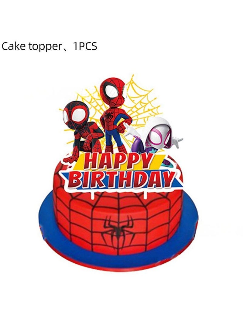 JAYATO Spider-man and his marvel-shaped friends' Birthday & Party Scene Decoration Set Party Supplies, 58 Pcs Spider-man and his marvel-shaped friends' Cartoon Party Favor for Kids, Boys, Girls, Included Flag-Happy Birthday Banner, Cake Decoration, Latex Balloons - Image 5