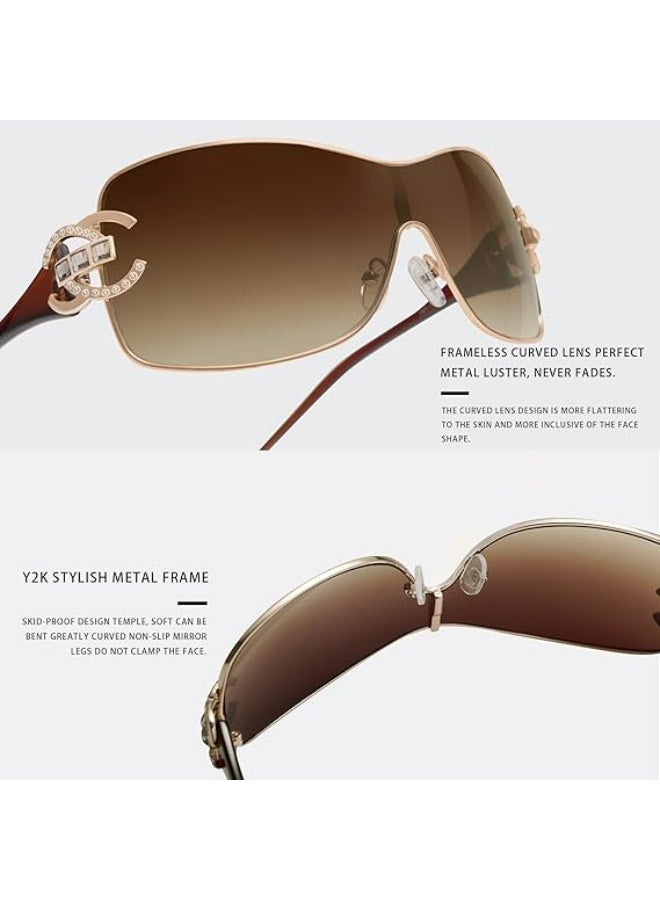 VANLINKER Wrap Around Y2K Sunglasses for Women Men Trendy Oversized Sun Glasses Fashion Shield Frameless Shades One-piece - Image 5