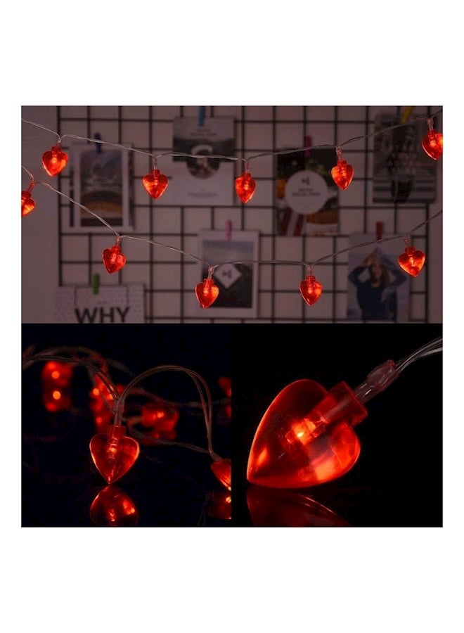 Loquat 20 LED Heart Shape String Lights With Battery Operated Red - Image 3