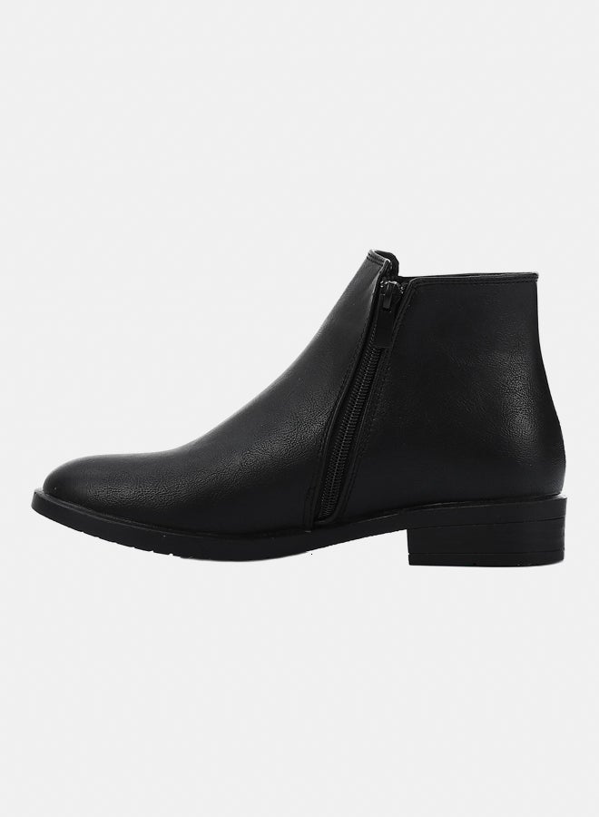 XO Style Leather Ankle Boot 1439-Black - Image 3