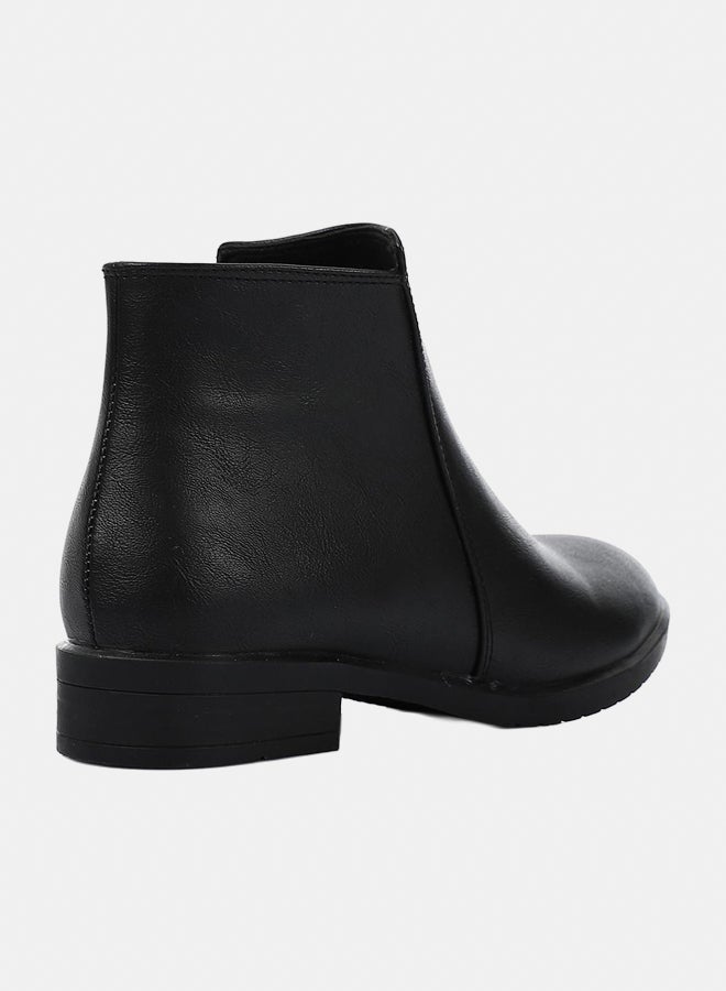 XO Style Leather Ankle Boot 1439-Black - Image 4