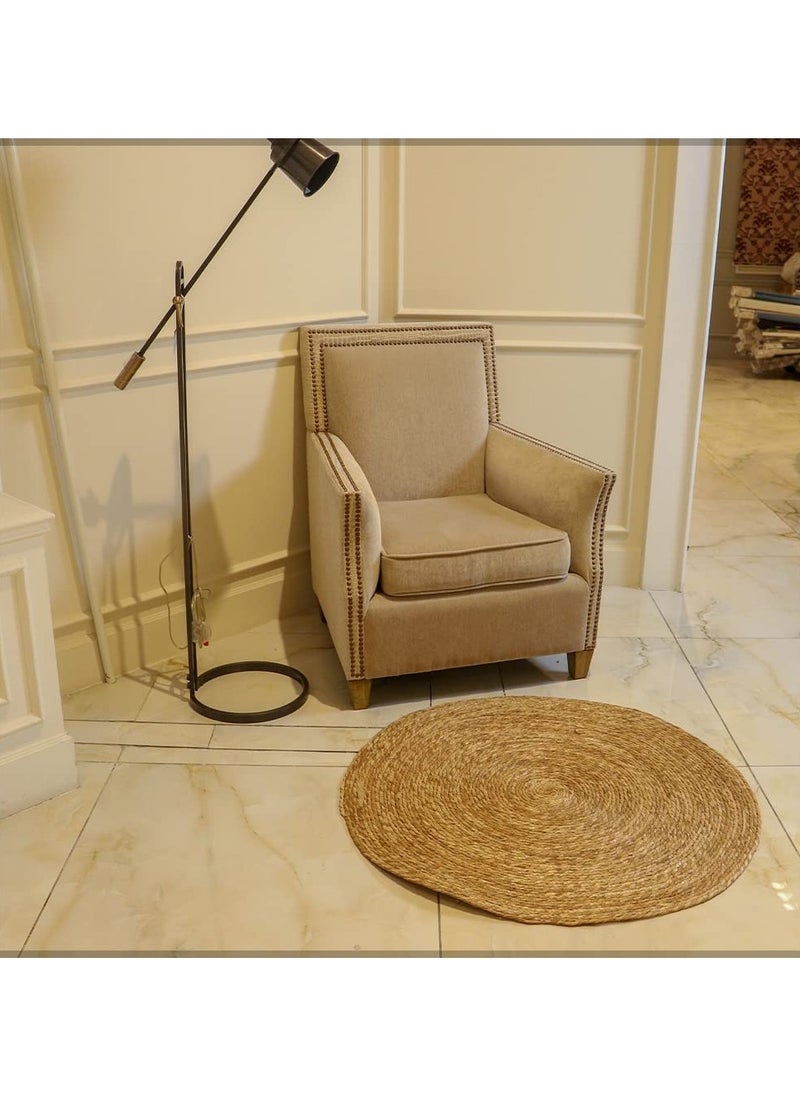 LINGWEI Jute Rug Carpet Hand Wooven Round Design Area Jute Rug Natural Fibres Circles Braided Reversible Carpet For Home Decor Kitchen Hallway Office  - Image 3