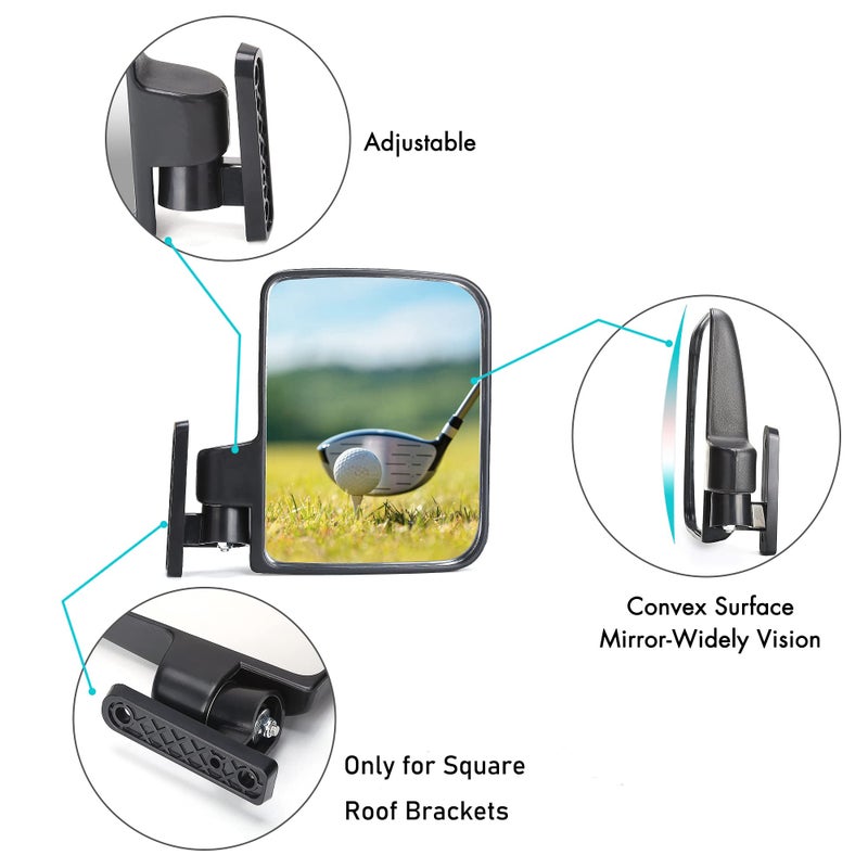 10L0L Golf Cart Side Mirrors Compatible with Yamaha Club Car EZ-GO and Others Round or Square Tube Golf Cart Roof Bracket, No-drilling Required - Image 5