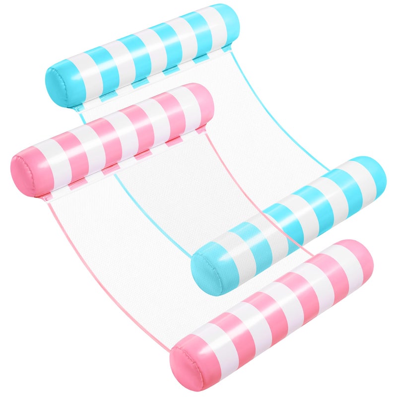SLOOSH 2 Packs Strip Type Hammock Pool Floats Adults  4-in-1 Multi-Purpose Inflatable Pool Floats PVC Water Hammock Lounge Floaties (Aquablue  Pink) - Image 1