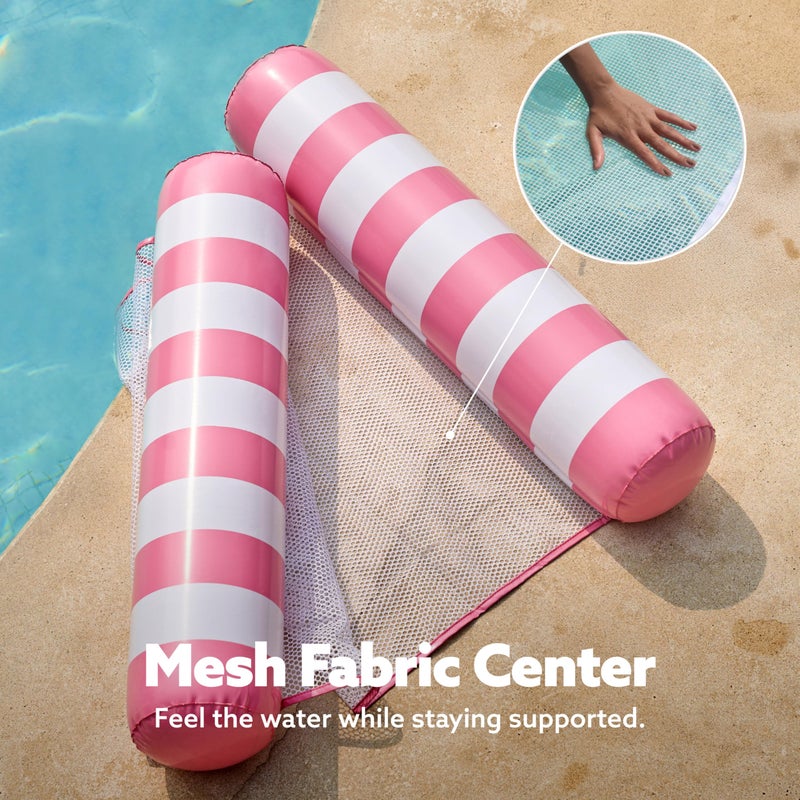SLOOSH 2 Packs Strip Type Hammock Pool Floats Adults  4-in-1 Multi-Purpose Inflatable Pool Floats PVC Water Hammock Lounge Floaties (Aquablue  Pink) - Image 5