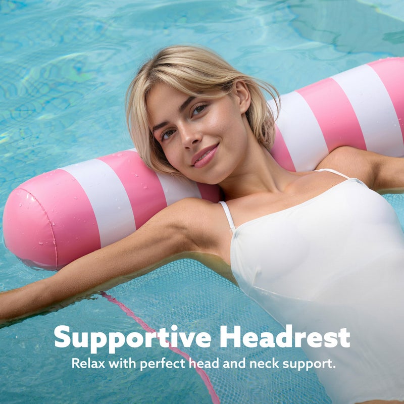 SLOOSH 2 Packs Strip Type Hammock Pool Floats Adults  4-in-1 Multi-Purpose Inflatable Pool Floats PVC Water Hammock Lounge Floaties (Aquablue  Pink) - Image 4