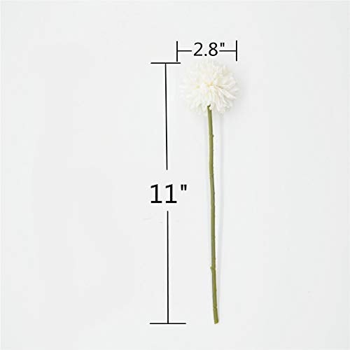SHINE-CO LIGHTING Artificial Chrysanthemum Ball Flowers Hydrangea Arrangement Bouquet Presents Decor 10pcs Without Vase (Milk White) - Image 2