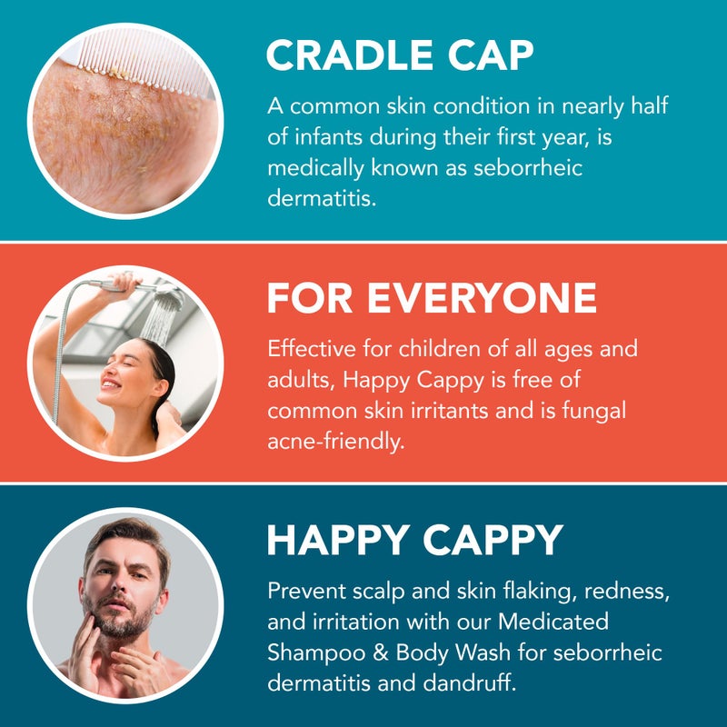 هابي كوبي Medicated Shampoo and Body Wash and Beanie Brush Bundle - Baby Dandruff Shampoo, Helps Cradle Cap and Seborrheic Dermatitis, Fragrance-Free, Gentle Baby Scalp Scrubber - 2 Pieces - Image 3