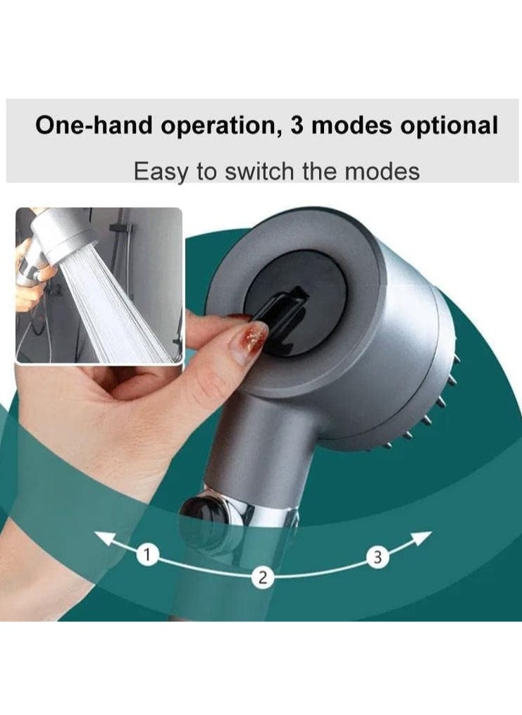 Generic - High-Pressure Shower Head, Hard Water Softener Filtered Hand Held Showerhead Set, Massage Showerhead Combo 3 Spray Settings with Anti-explosion Hose and Bracket (1.5m Hose, Black) - Image 1