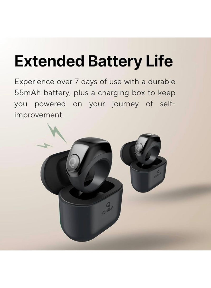 iQIBLA Smart Tasbih Ring with Charging Case - Black 3 Sizes 18/20/22 - Image 2