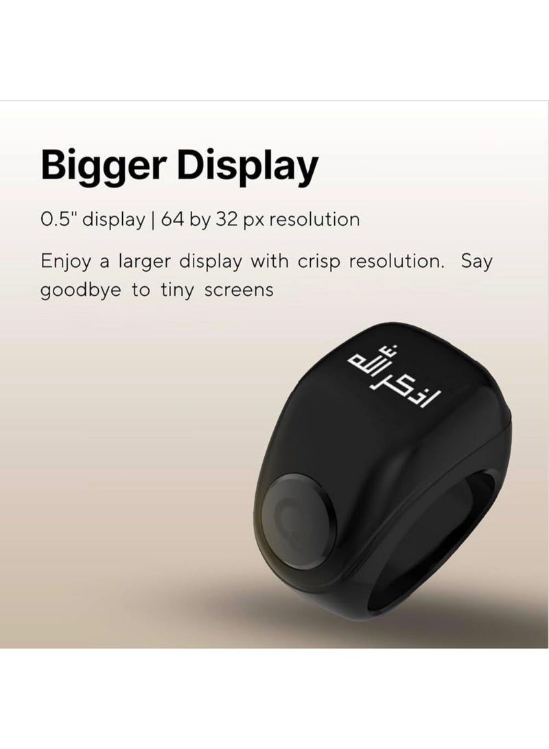 iQIBLA Smart Tasbih Ring with Charging Case - Black 3 Sizes 18/20/22 - Image 4