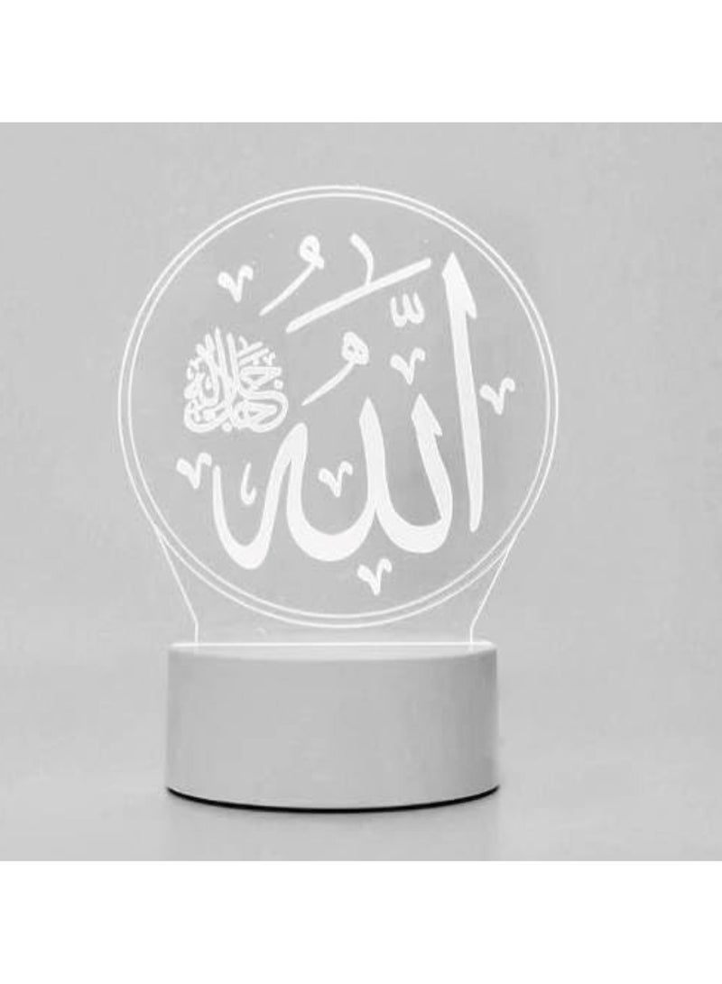 مصباح LED على شكل الله، ديكور رمضاني أنيق باللون الأبيض - Image 1