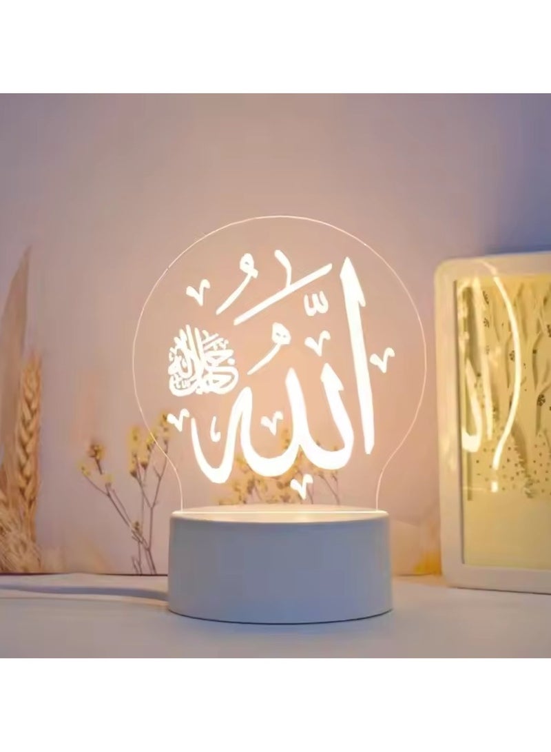 مصباح LED على شكل الله، ديكور رمضاني أنيق باللون الأبيض - Image 2