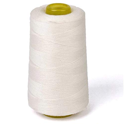 M Fabrics خيوط خياطة بوليستر 10,000 متر (خياطة، حياكة، صنع شرابات، تطريز، حرف، خيوط لامعة ناعمة ومشاريع أخرى) - عبوة من 10,000 متر (أبيض) - Image 1