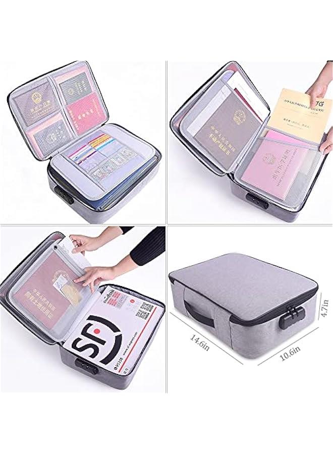 Document Organizer Bag with Code Lock,Watertight 3-Layer File Storage Case,Portable Home Office Travel Important Document Safe for Tablet,Passport,Legal Files,Valuables(Grey) - Image 2