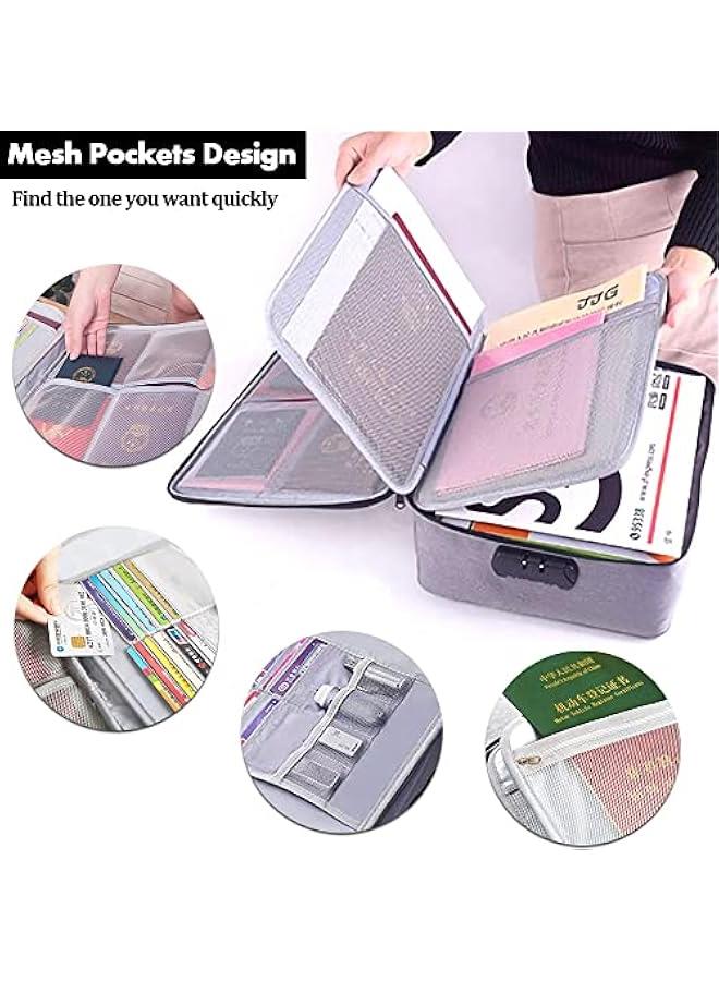 Document Organizer Bag with Code Lock,Watertight 3-Layer File Storage Case,Portable Home Office Travel Important Document Safe for Tablet,Passport,Legal Files,Valuables(Grey) - Image 3