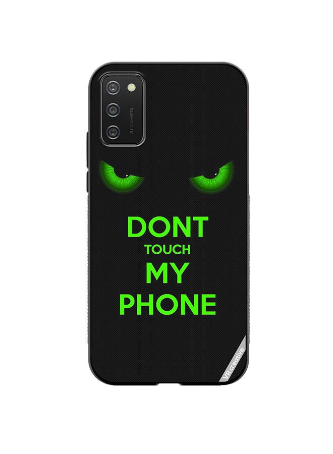 VR CREATIVE Protective Case Cover For Samsung Galaxy A02s Don'T Touch My Phone Green Eyes Design Multicolour - Image 1