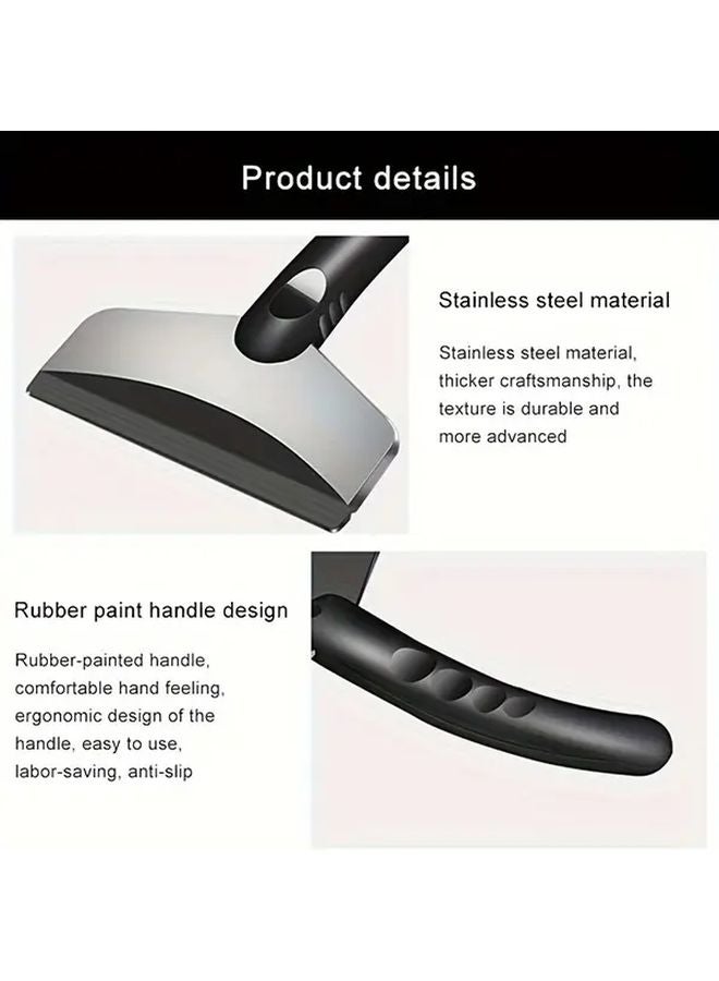Black Heavy Duty Ice Scraper and Snow Brush with Ergonomic Handle Durable Stainless Steel Winter Car Tool - Image 5