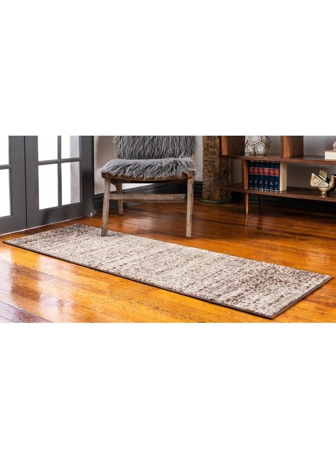 Unique Loom Autumn Collection Modern Contemporary Casual Abstract Area Rug Runner 2' 0 X 6' 0 Beige Dark Brown Rustic - Image 3