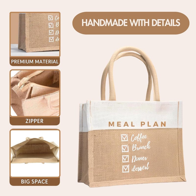 JUNERUSH Jute Bags for Women/Men | Durable Eco-friendly Jute bags for lunch box, grocery shopping, Return Gifts | Lunch Bag for Office Tiffin | Multipurpose Jute bags with Zip (12 Inch) - Image 2
