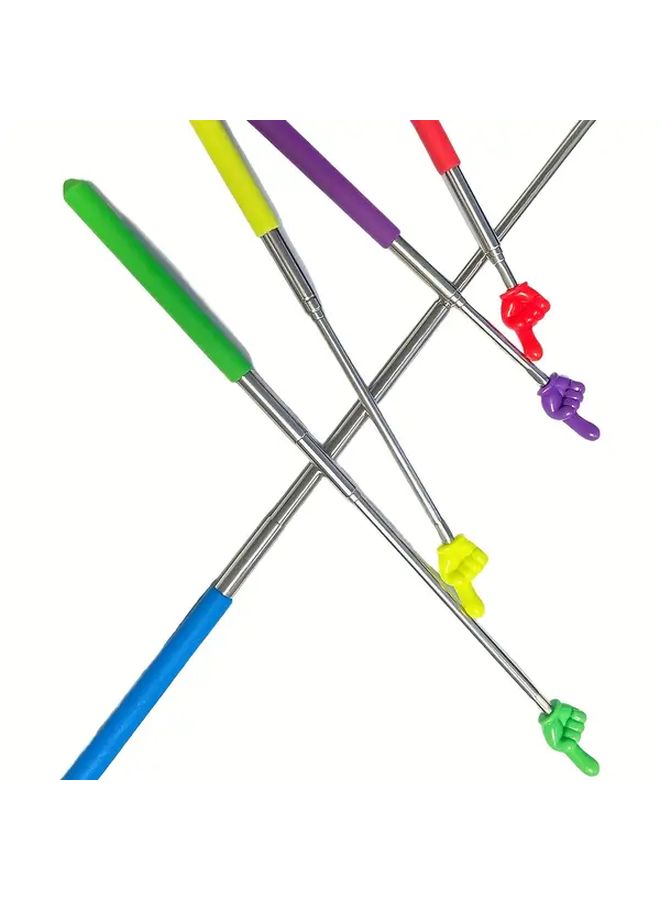 6 Pack Retractable Teacher Pointers Assorted Colors with Ergonomic Hand Shaped Grips Extendable Metal Classroom Pointers for Elementary and Kindergarten Teachers - Image 1