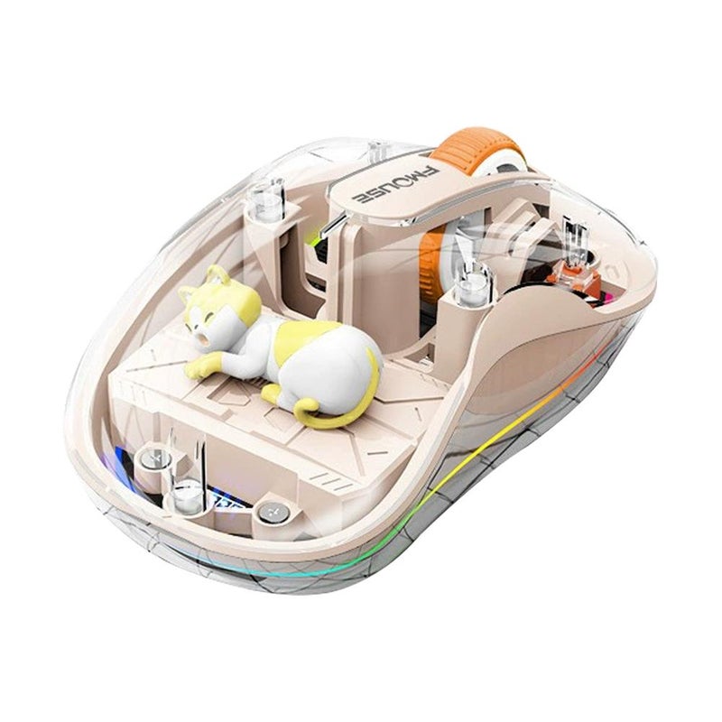 Long-lasting, transparent, built-in plush toy wireless Bluetooth mouse with visible battery/connection status, magnetic cover, tri-mode silent operation, suitable for desktops and laptops, rechargeable, universal. - Image 1