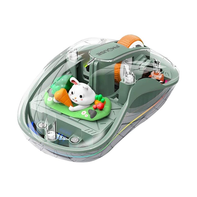 Long-lasting, transparent, built-in plush toy wireless Bluetooth mouse with visible battery/connection status, magnetic cover, tri-mode silent operation, suitable for desktops and laptops, rechargeable, universal. - Image 3