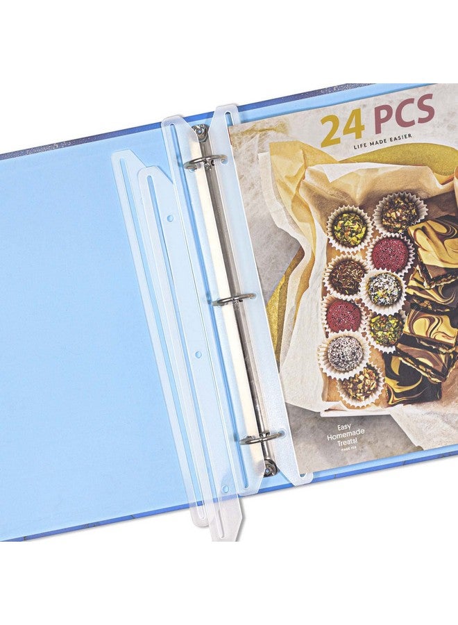 tutata 24Pcs 3 Hole Punched Magazine Holders, Magazine Organizer, 3 Ring Binder Insert Strips, Translucent White  - Image 1